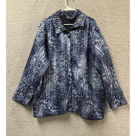 Susan Graver Jacket Womens 4X Blue Lined Full Zip Collared - Picture 1 of 9